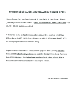 Oznámení uzavírky silnice II/331 - Ostrá
