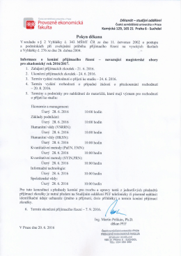 Informace o konání přijímacího řízení