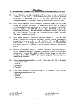 Usnesení z 2. mimořádného zasedání Rady města Chotěboř
