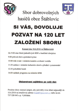 Page 1 Sbor dobrovolných hasičů obce Štáblovic SI VÁS