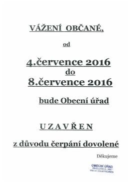 Veřejné zasedání ZO dne 27.6.2016