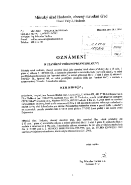 Oznámení o uzavření veřejnoprávní smlouvy
