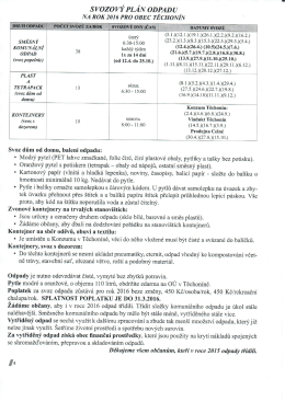 Svozov&yacute; kalend&aacute;ř na rok 2016