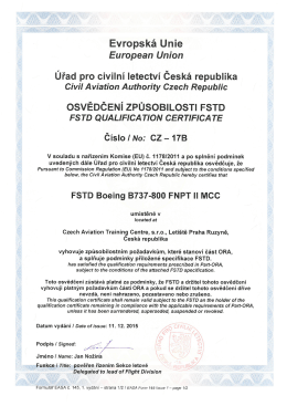 B737-800 FSTD-FNPT II MCC Qualification certificate B