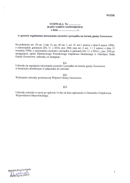 w spr. regulaminu utrzymania czystości i porządku na terenie gm.