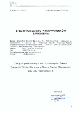 Specyfikacja Istotnych Warunk&oacute;w Zam&oacute;wienia