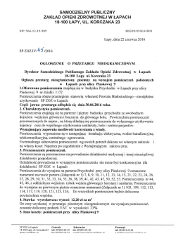 o przetargu nieograniczonym pisemnym na