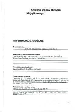 Ankieta oceny ryzyka majątkowego