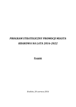 program strategiczny promocji miasta krakowa na lata 2016-2022