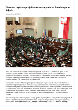 Pierwsze czytanie projektu ustawy o podatku handlowym w Sejmie