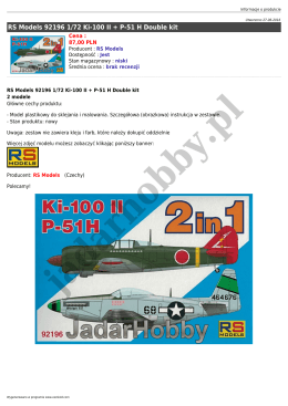 RS Models 92196 1/72 Ki-100 II + P-51 H Double kit