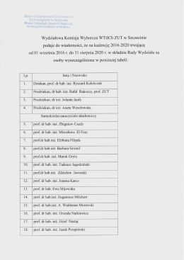 23.06.2016 Zawiadomienie Wydziałowej Komisji Wyborczej o