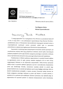 Wystąpienie wiceprezesa KRRP Arkadiusza Berezy do Ministra