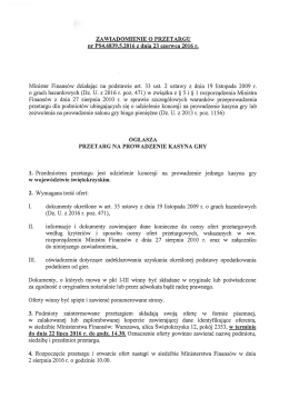 Zawiadomienie o przetargu. ( 87 KB )