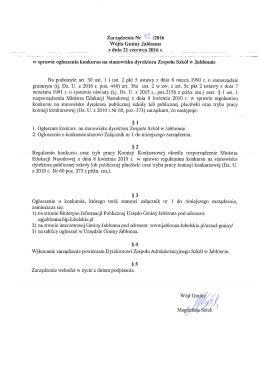 Zarządzenie nr 72/2016 wraz z ogłoszeniem o konkursie