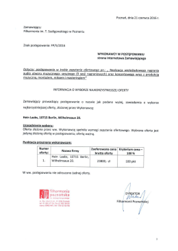Wynik postępowania ofertowego