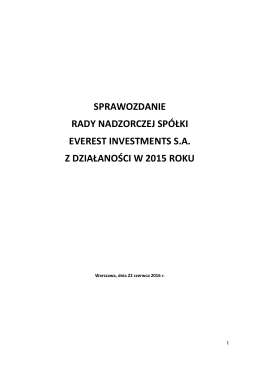 sprawozdanie rady nadzorczej spółki everest investments