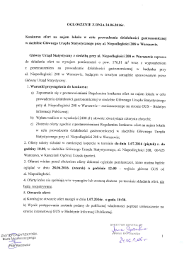 Konkurs ofert na najem lokalu w celu prowadzenia działalności