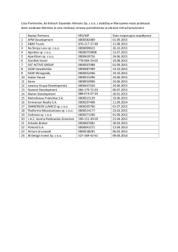 Lista Partnerów, do których Expander Advisors Sp. z oo z siedzibą w