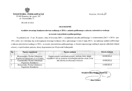 Ogłoszenie dot. wyników konkursu