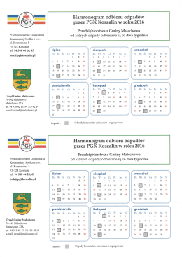 Harmonogram odbioru odpad&oacute;w od przedsiębiorstw