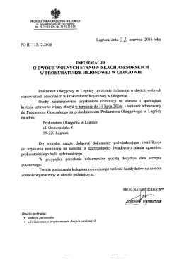 Informacja - Prokuratura Okręgowa w Legnicy