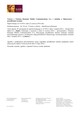 Umowa z Telekom Romania Mobile Communications