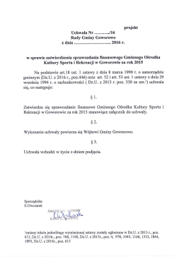 w spr. zatwierdzenia sprawozdania finansowego GOKSiR