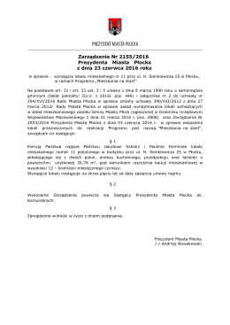 Zarządzenie Nr 2155/2016 Prezydenta Miasta Płocka z dnia 23