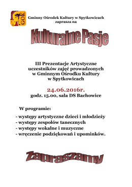 plakat Kulturalne Pasje - Gminny Ośrodek Kultury w Spytkowicach