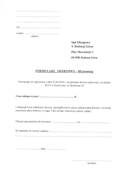 formularz ofertowy III przetarg
