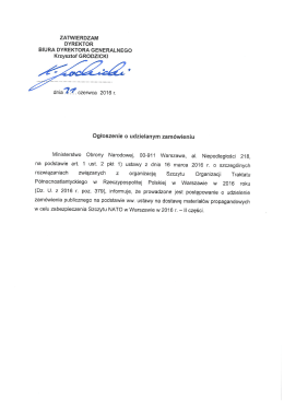 Ogłoszenie o udzielanym zamówieniu - BIP MON