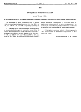 Page 1 Monitor Polski Nr 29 ---- 358 – Poz. 240, 241 i 242 241