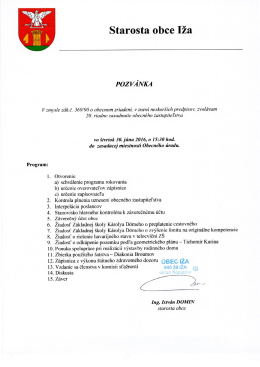 Pozvánka na 20. riadne zasadnutie Obecného zastupiteľstva27