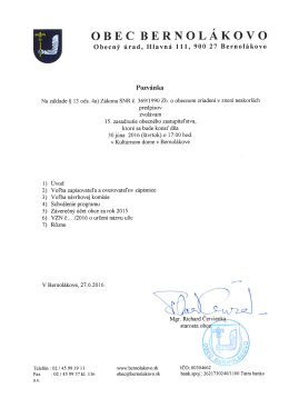 Starosta obce Mgr. Richard Červienka zvoláva 15
