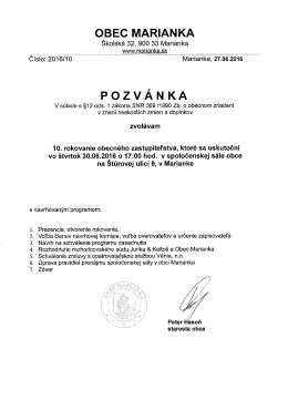Page 1 OBEC MARIANKA Školská 32, 900 33 Marianka www
