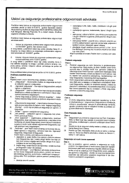Uslovi za osiguranje profesionalne odgovornosti advokata