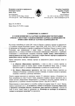 Page 1 Комисија за хартије од вриједности Securities
