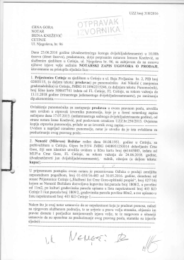 Ugovor o prodaji između Prijestonice Cetinje i