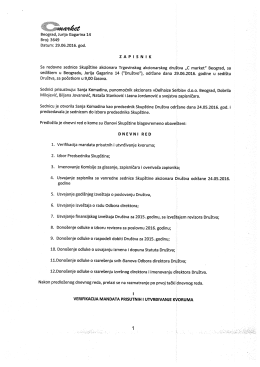 Zapisnik sa Skupštine od 29.06.2016. godine
