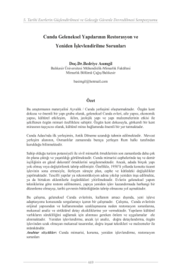 Cunda Geleneksel Yapılarının Restorasyon ve Yeniden