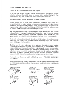 Turizm Sektör Temsilerinden Teröre Karşı Ortak Basın Bildirisi