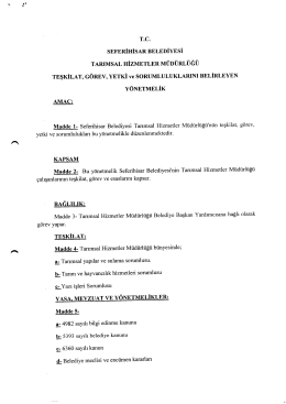 Tarımsal Hiizmetler Müdürlüğü Yönetmeliği