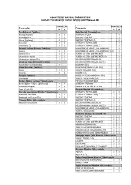 2016- 2017 Eğitim Öğretim Yılı Kurum içi Yatay Geçiş Kontenjanları