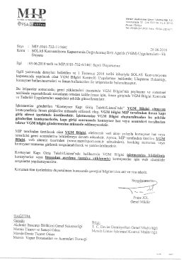 EK DUYURU / MIP / SOLAS Konvansiyonu Kapsamında