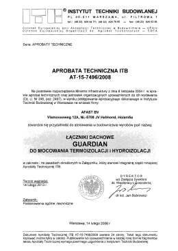 abprobata techniczna itb – guardian – mocowanie termoizolacji i