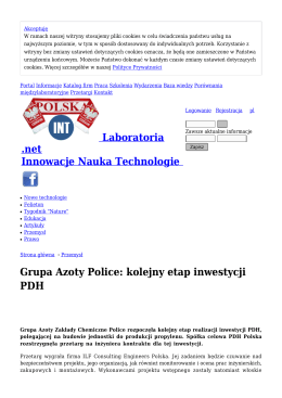 Grupa Azoty Police: kolejny etap inwestycji PDH