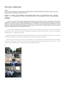 policja lubelska kwp: iv pielgrzymka rowerowa policjantów na jasną