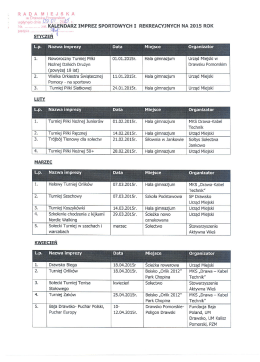 kalendarza imprez sportowych i kulturalnych na 2015 rok