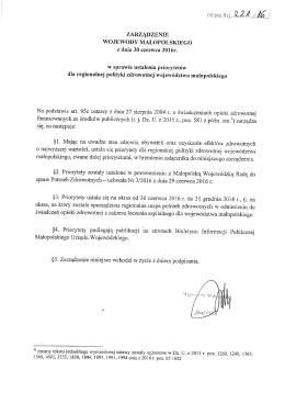 Zarządzenie Wojewody z 30.06.2016 r.
